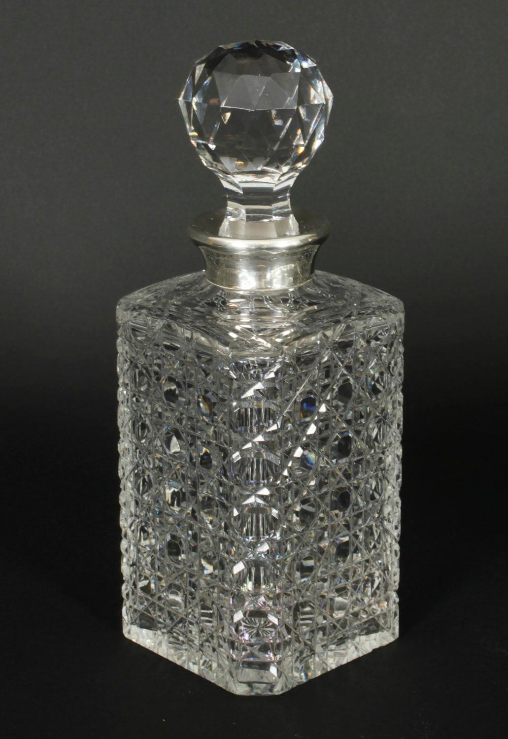 Vintage Pair of Cut Crystal Glass Liqueur Decanters Asprey & Co Ltd 20th Century 2
