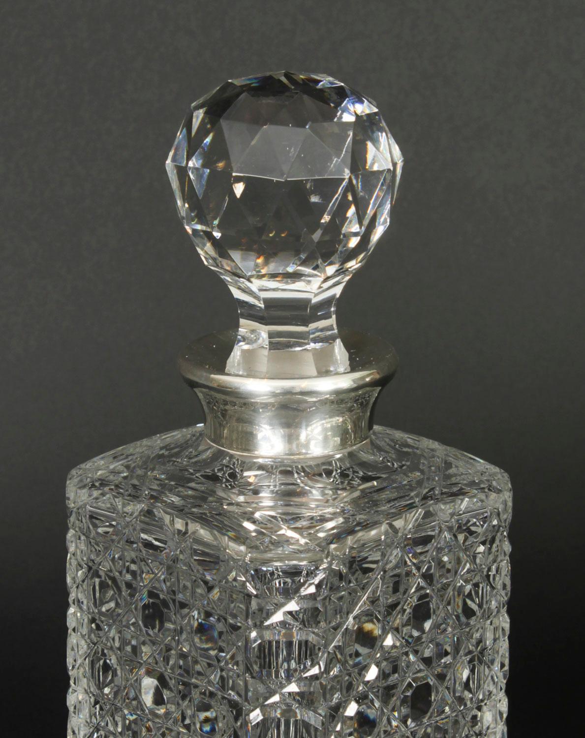 Vintage Pair of Cut Crystal Glass Liqueur Decanters Asprey & Co Ltd 20th Century 3