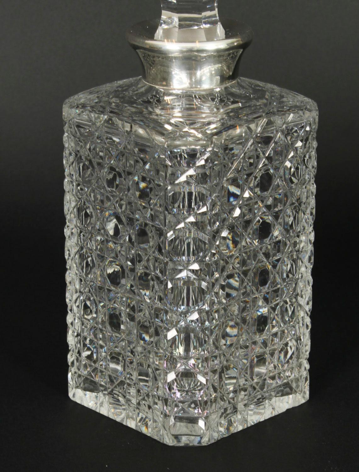 Vintage Pair of Cut Crystal Glass Liqueur Decanters Asprey & Co Ltd 20th Century 4
