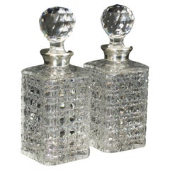 Vintage Pair of Cut Crystal Glass Liqueur Decanters Asprey & Co Ltd 20th Century