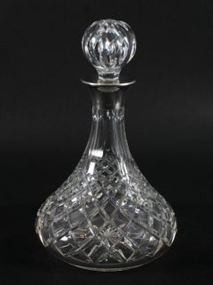 Vintage Pair of Cut Crystal Glass Silver Mounted Decanters Birmingham 1972