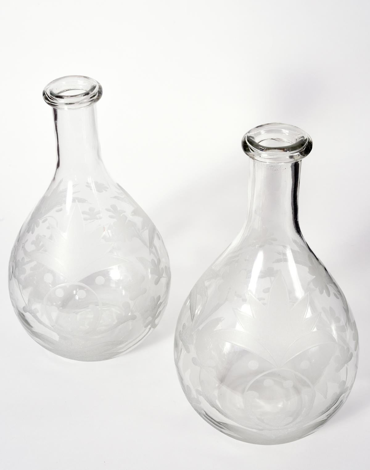 European Vintage Pair of Cut Glass Decorative Pieces