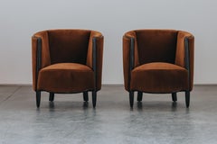 Vintage Pair Of Danish Cabinetmaker Lounge Chairs In Mohair, Circa 1950