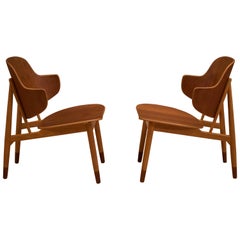 Vintage Pair of Danish Ib Kofod-Larsen Teak Shell Chairs