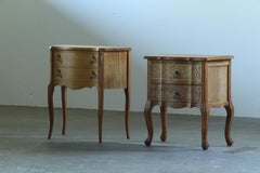 Vintage Pair of Danish Oak Nightstands with Hand-Carved Drawer Fronts, 1970s