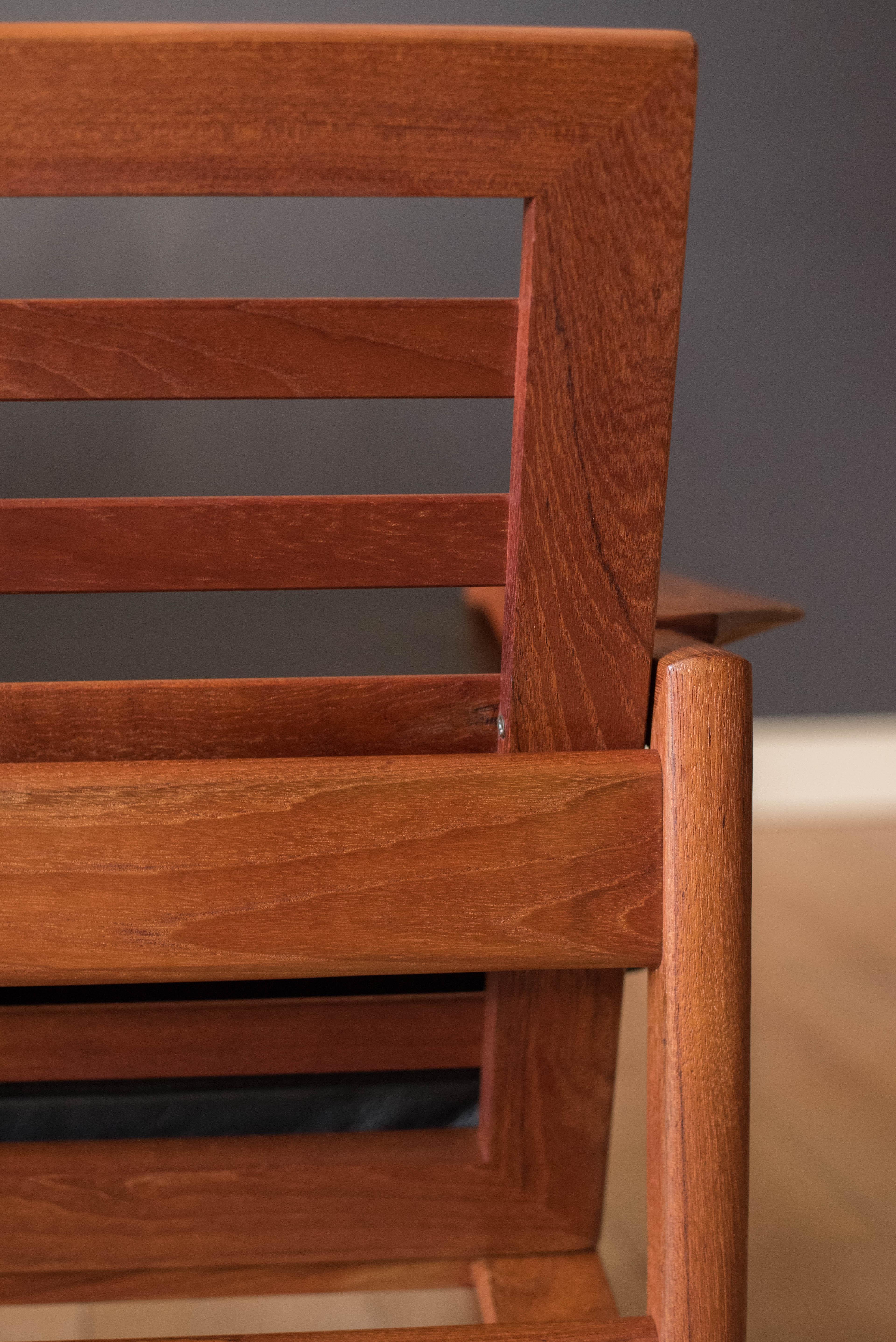 Vintage Pair of Danish Teak and Black Leather Lounge Chairs by Sven Ellekjaer 7