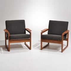 Vintage Pair of Danish Teak Lounge Chairs by Sven Ellekaer