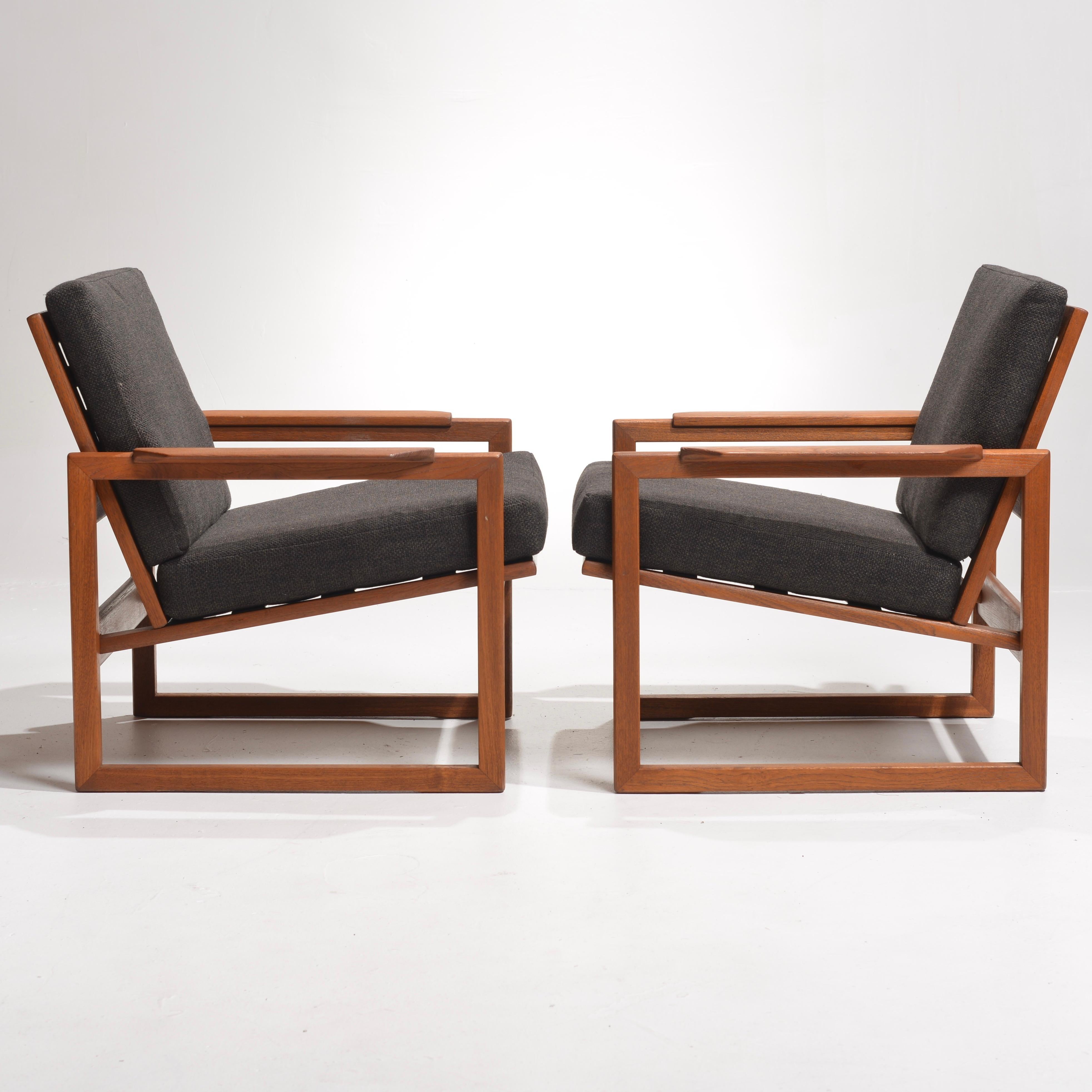 Mid-20th Century Vintage Pair of Danish Teak Lounge Chairs by Sven Ellekaer For Sale