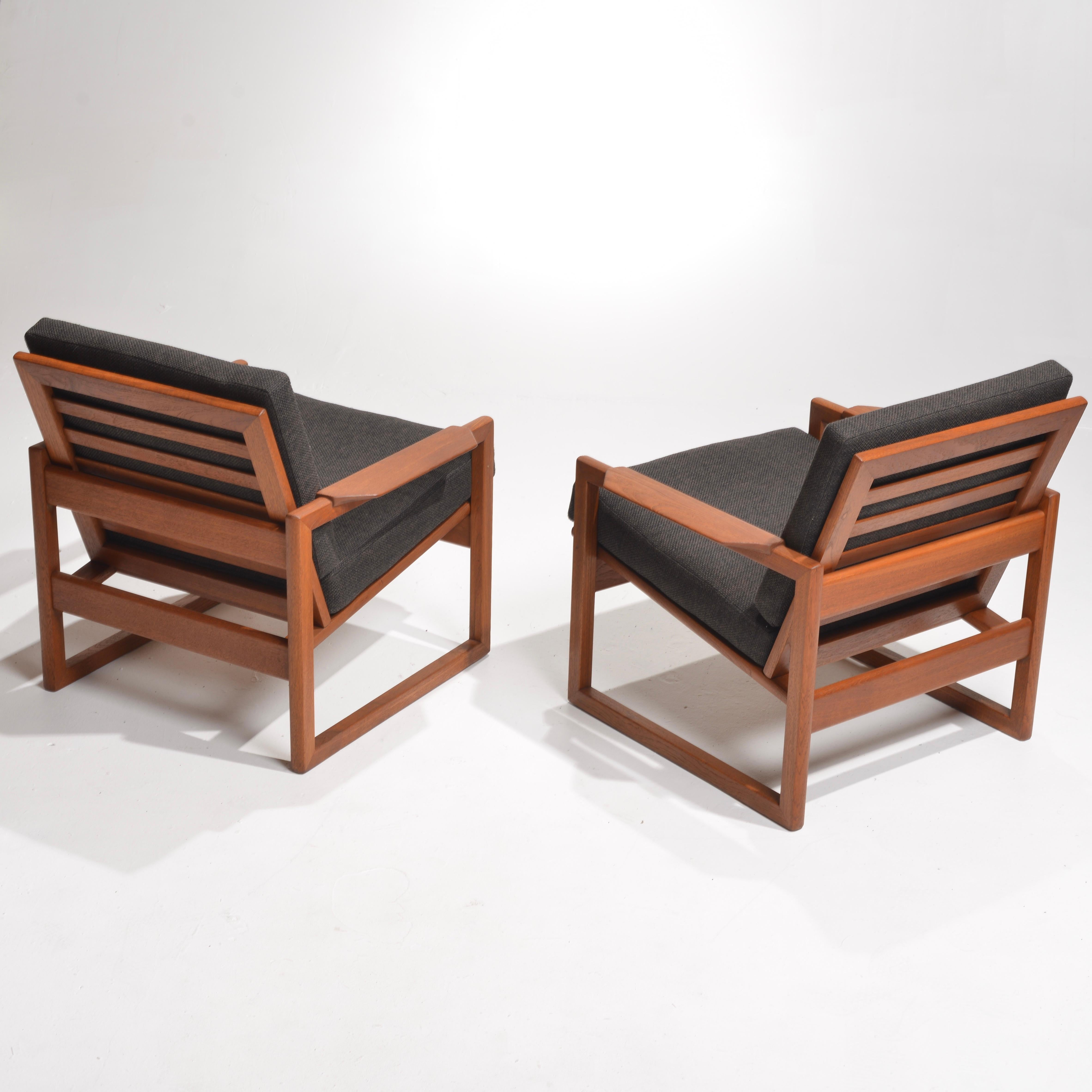Upholstery Vintage Pair of Danish Teak Lounge Chairs by Sven Ellekaer For Sale