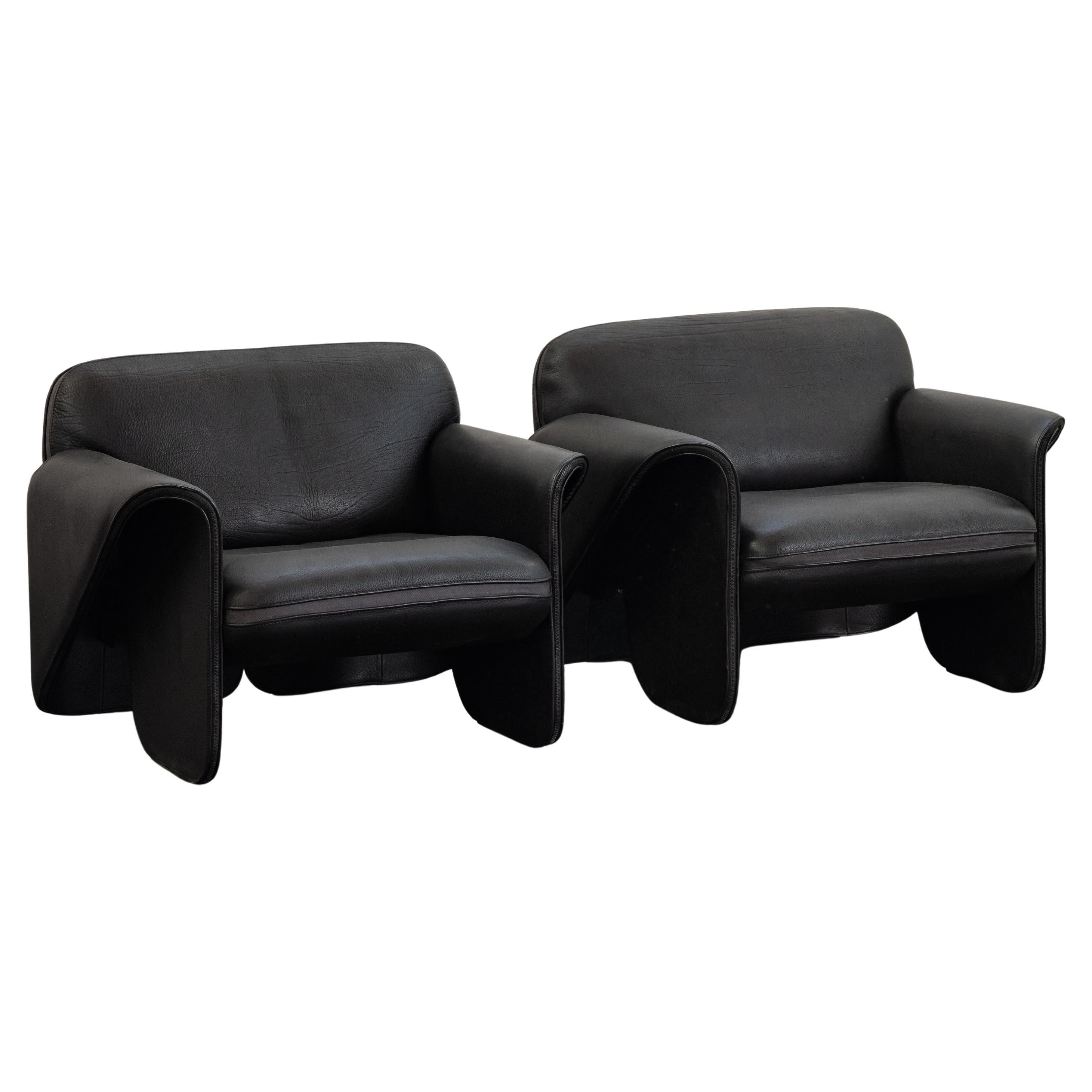 Vintage Pair Of De Sede DS125 Leather Lounge Chairs From Switzerland, Circa 1970