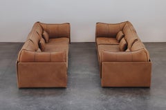 Vintage Pair Of De Sede 'Pagoda' DS-19 Leather Sofas From Switzerland Circa 1970