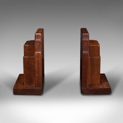 Vintage Pair of Decorative Bookends, English, Walnut, Gordon Russell, Circa 1930