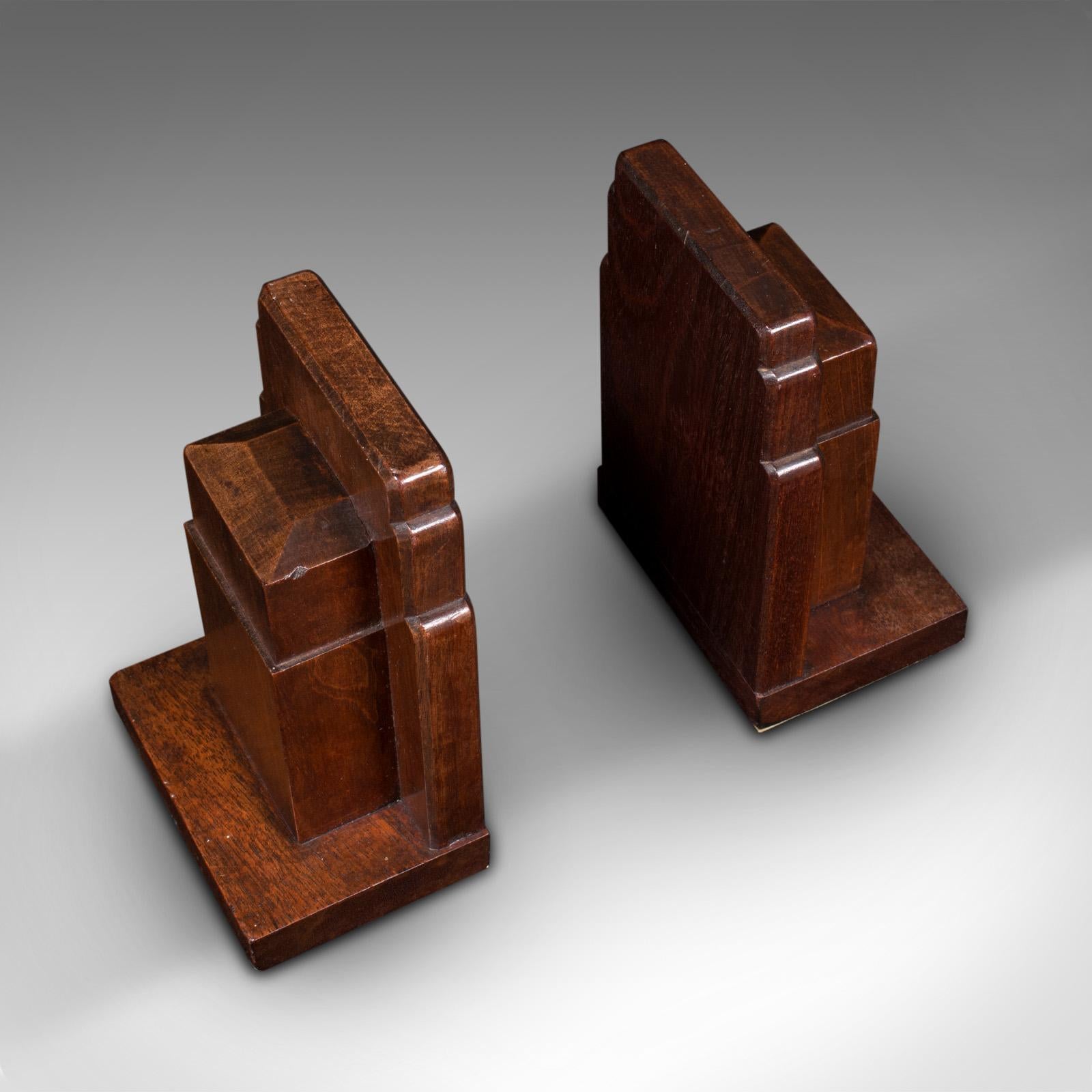 20th Century Vintage Pair of Decorative Bookends, English, Walnut, Gordon Russell, Circa 1930 For Sale