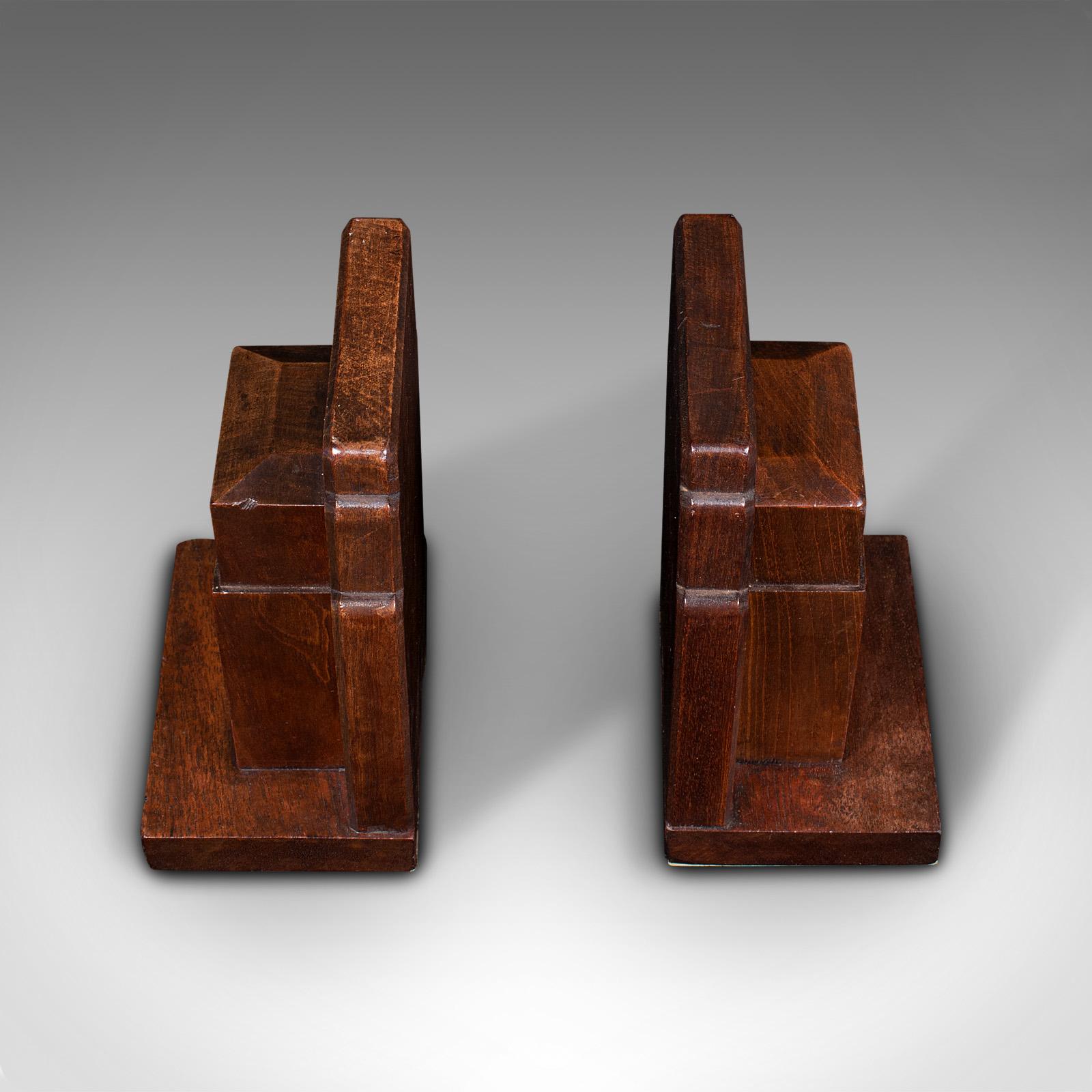Vintage Pair of Decorative Bookends, English, Walnut, Gordon Russell, Circa 1930 For Sale 1