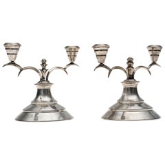 Coppia di portacandele decorativi vintage, manifattura italiana, inizio 1900