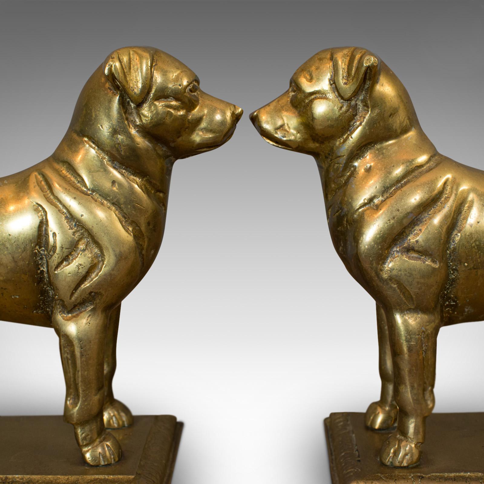 Vintage Pair of Decorative Dogs, Gilt Metal, Rottweiler, Doorstops, Fireside 3