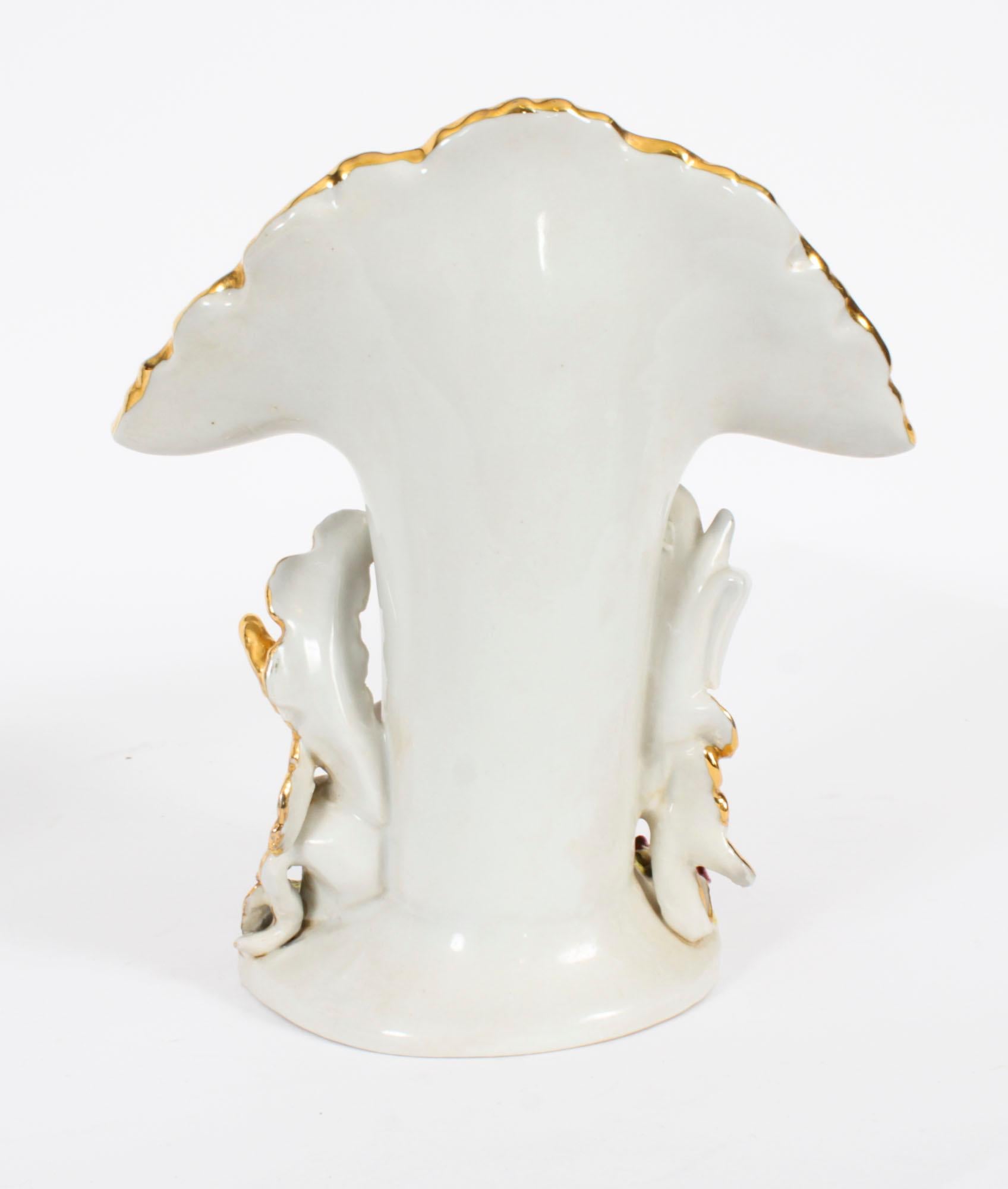 Vintage Pair of Delightful Dresden Style Porcelain Spill Vases 20th Century For Sale 8