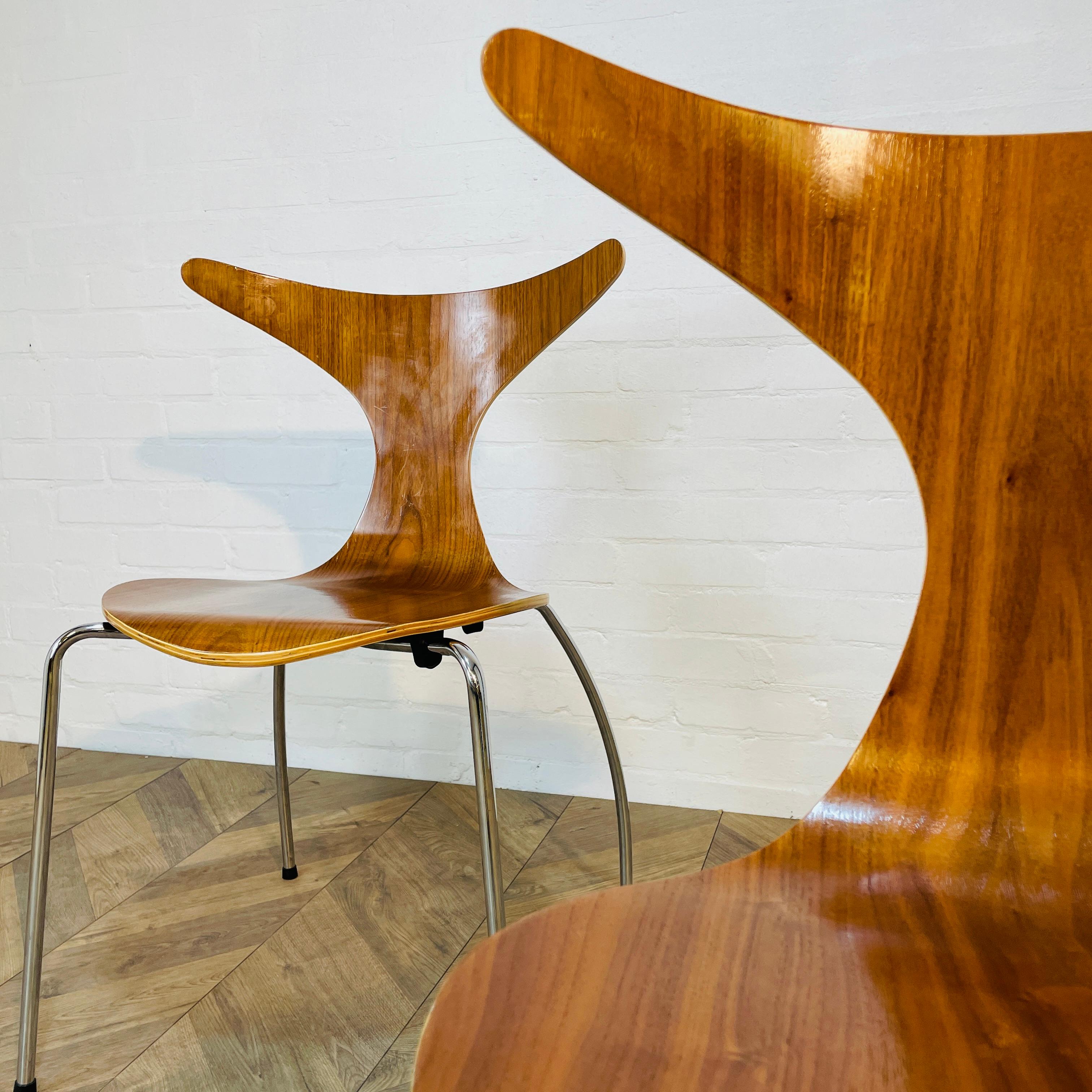 Mid-Century Modern Vintage Pair of 'Dolphin' Stacking Chairs by Bjarke Nielsen for Dan-Form Denmark For Sale