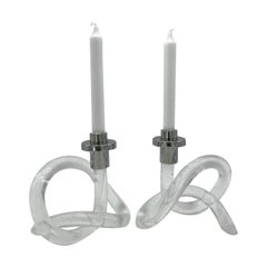 Vintage Pair of Dorothy Thorpe Lucite Candleholders