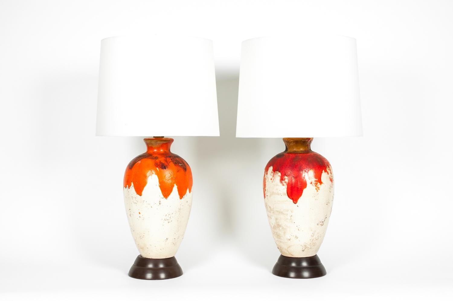 Vintage Pair of Drip Glazed Task or Table Lamps In Excellent Condition In Tarry Town, NY