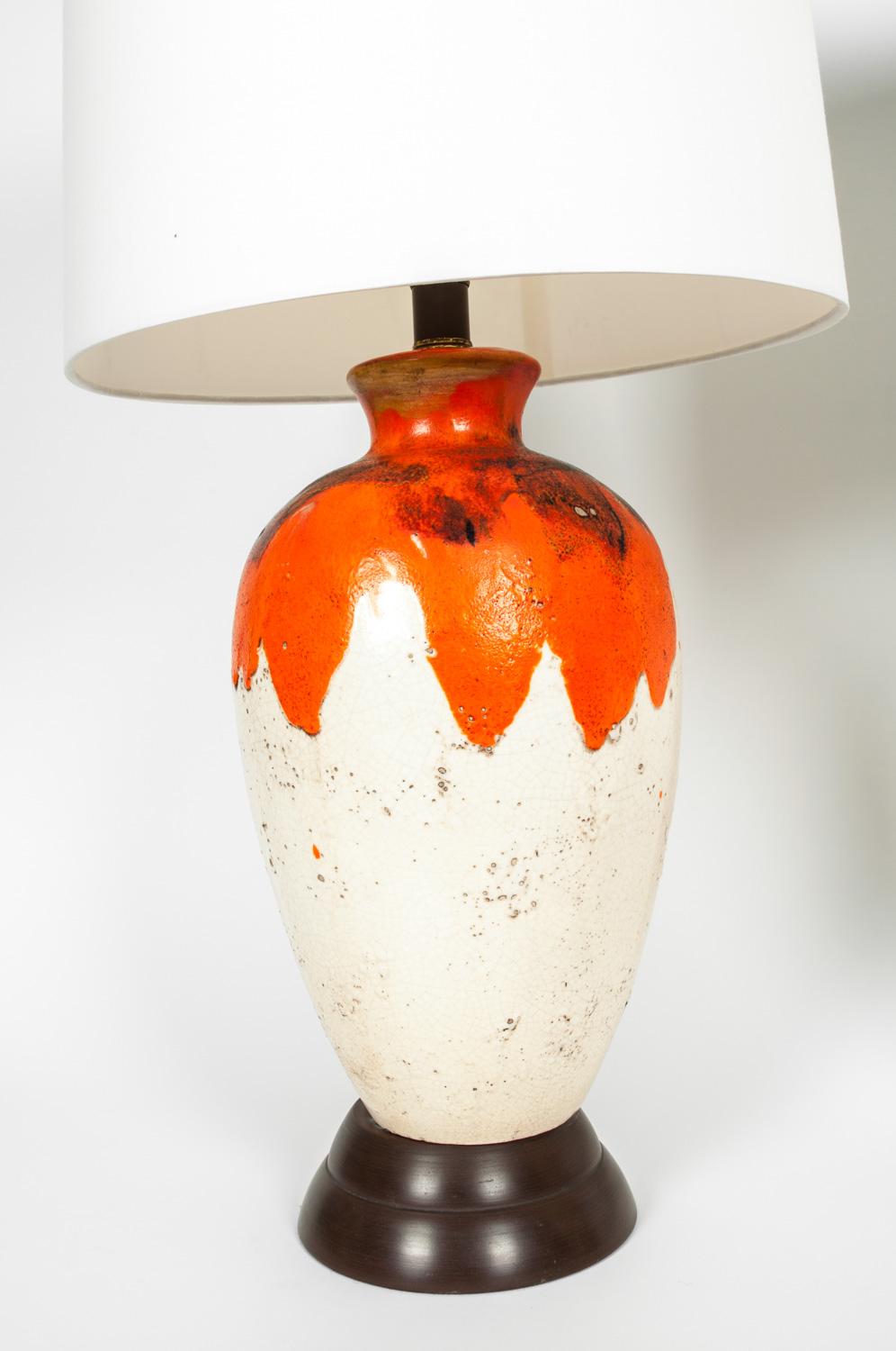 Mid-20th Century Vintage Pair of Drip Glazed Task or Table Lamps