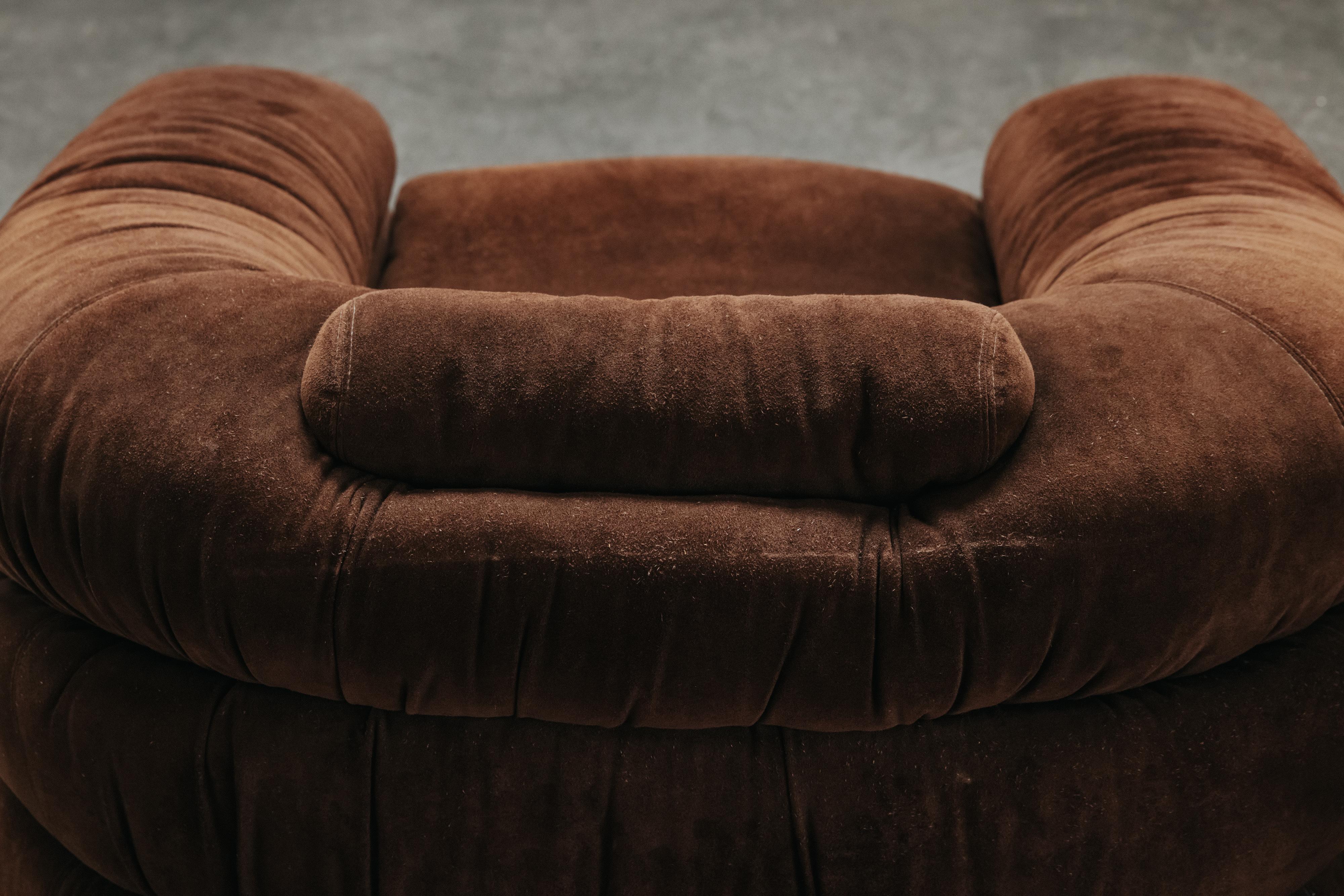 Paire de chaises longues D'Urbino De Pas en daim d'Italie, vers 1970 en vente 5