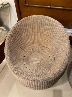 Vintage Pair of Eero Aarnio Wicker Round Lounge Chairs