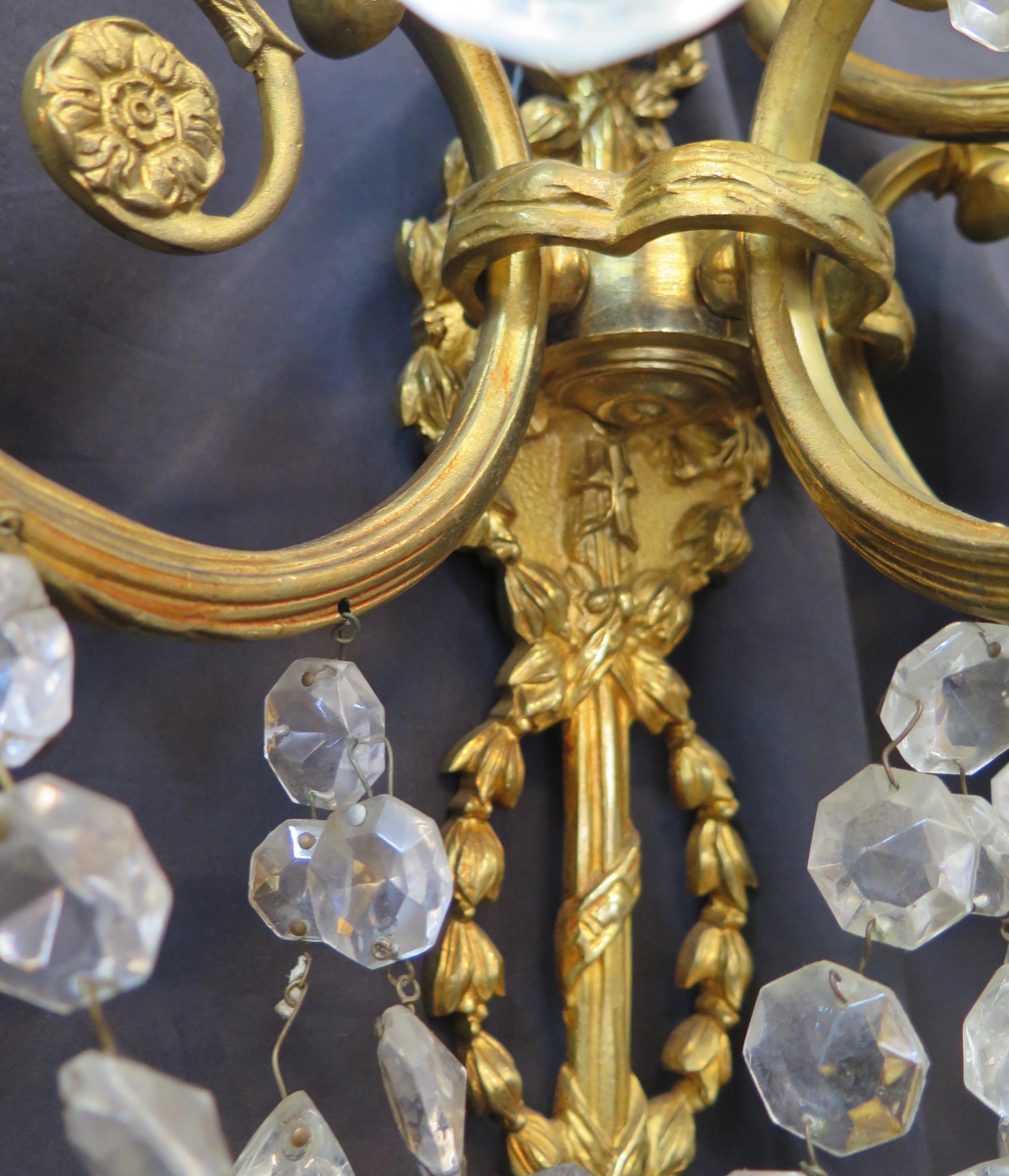 Vintage Pair of Elaborate French Louis XV Style Wall Sconces For Sale 3