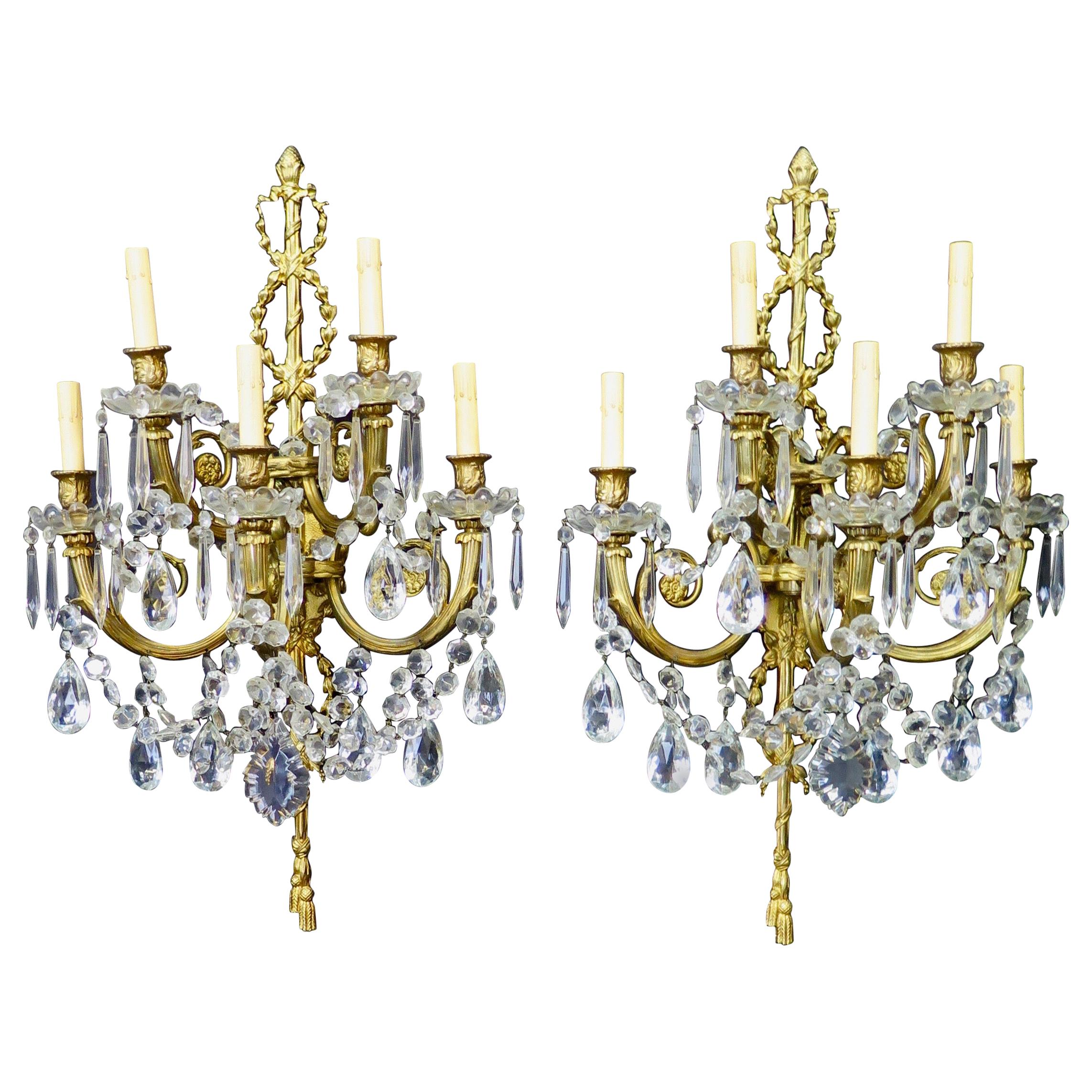 Vintage Pair of Elaborate French Louis XV Style Wall Sconces For Sale