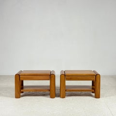 Vintage Pair of Elm Bedside Tables from France, 1970