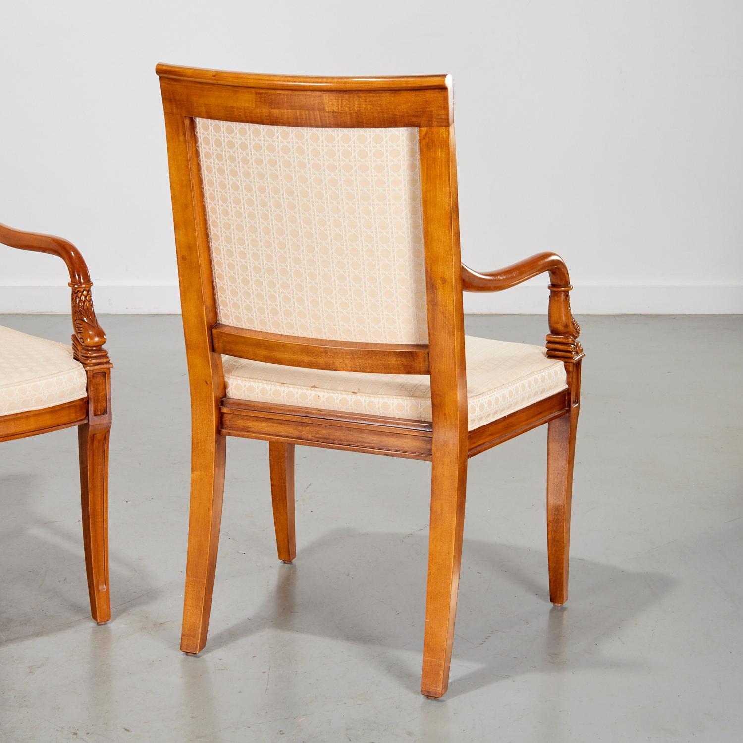 Vintage Pair of Empire Style Fauteuils with Carved Dolphin Arms by Century, USA In Good Condition For Sale In Morristown, NJ