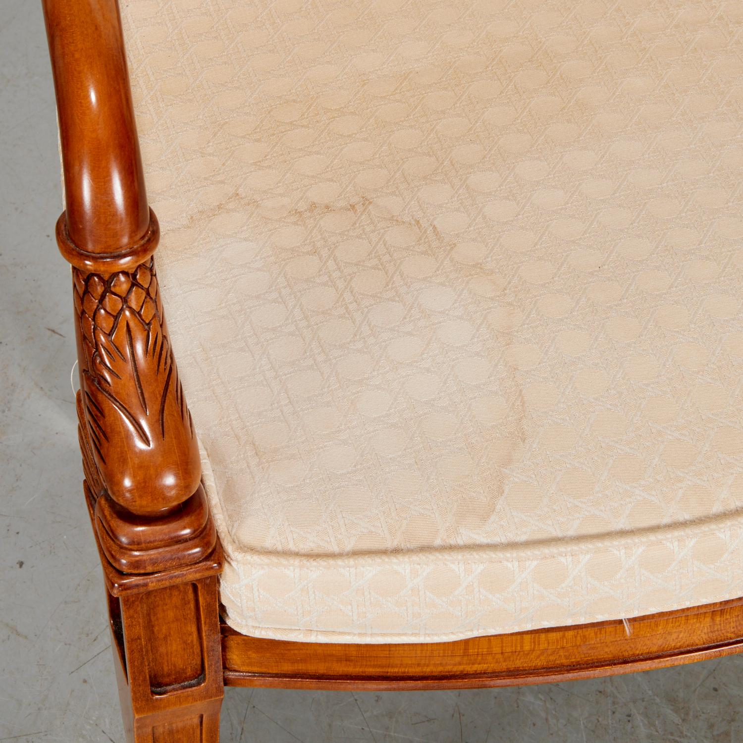 Late 20th Century Vintage Pair of Empire Style Fauteuils with Carved Dolphin Arms by Century, USA For Sale