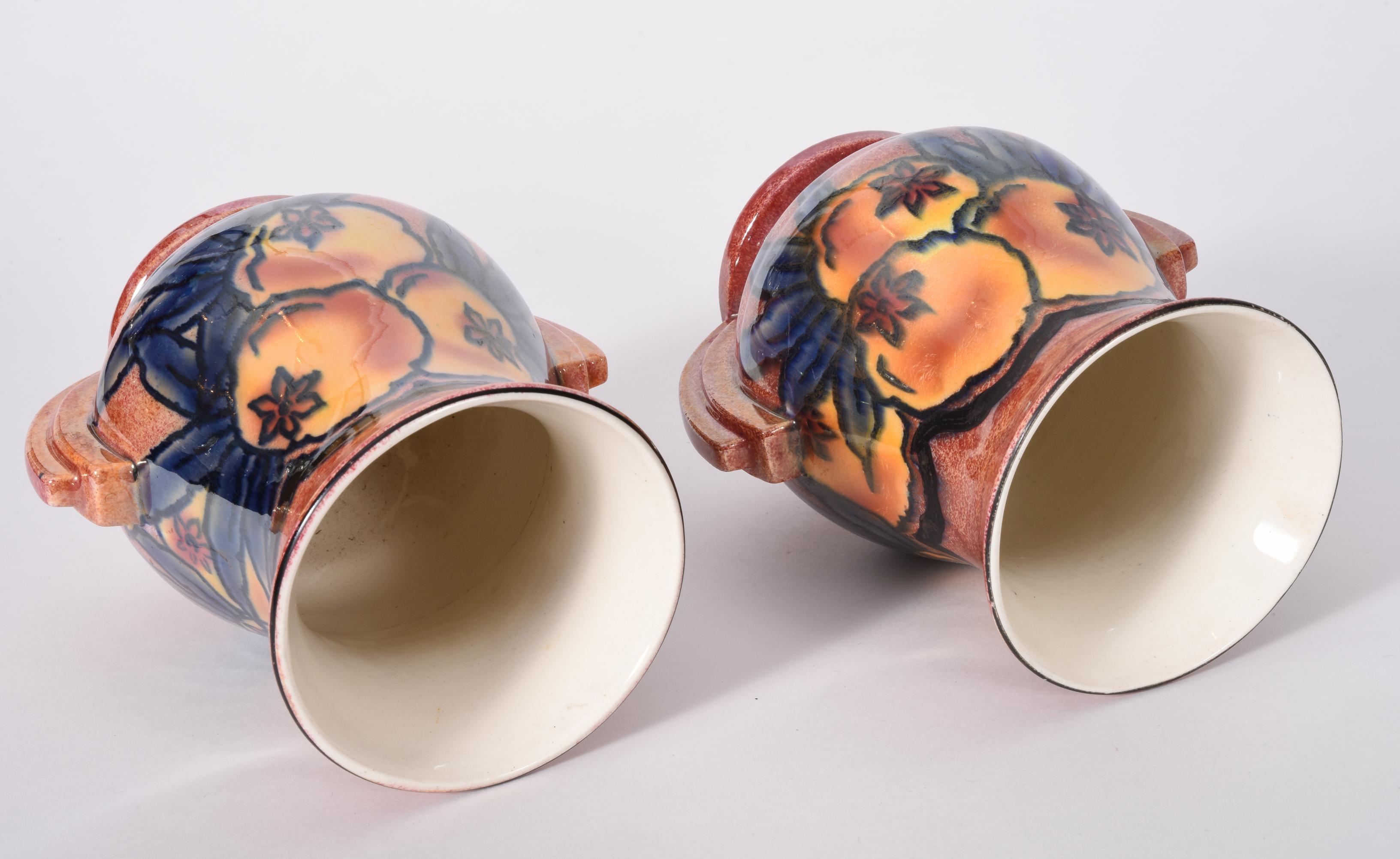 Mid-20th Century Vintage Pair of English Glazed Art Pottery Vases
