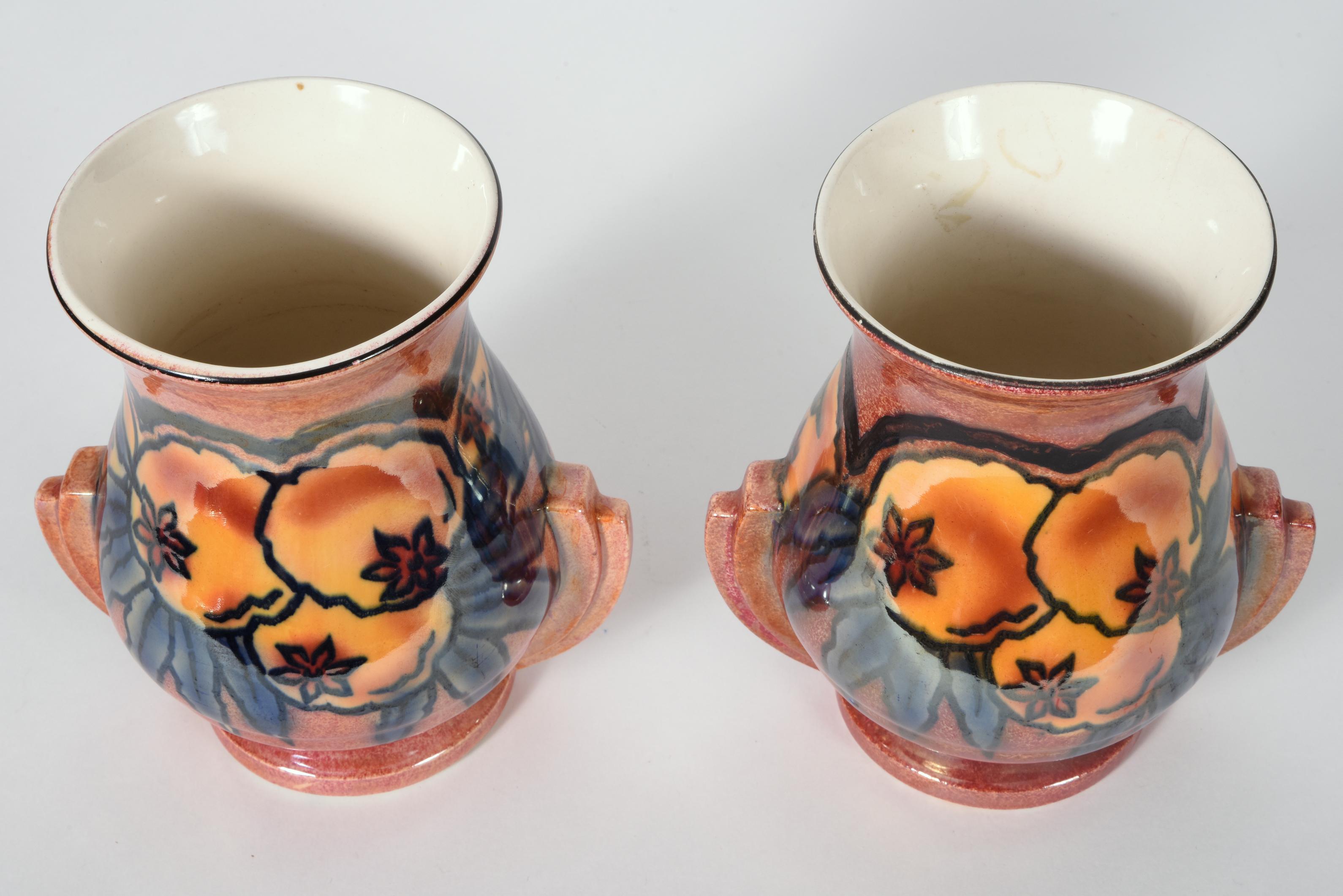 Vintage Pair of English Glazed Art Pottery Vases 1