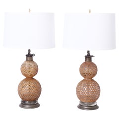 Retro Pair of English Seltzer Bottle Table Lamps