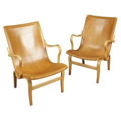 Vintage Pair of Eva Lounge Chairs by Bruno Mathsson, Sweden, circa 1980