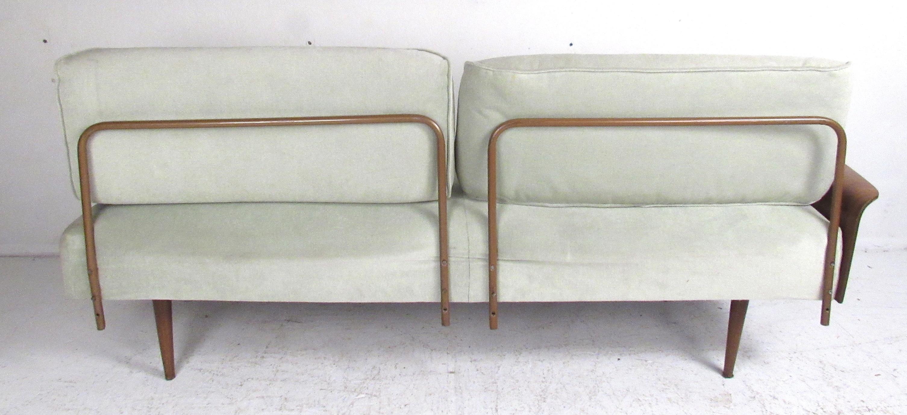 American Vintage Pair of Fan Arm Daybeds in the Style of Frank & Son