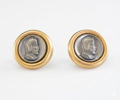 Vintage Pair of Faux Ancient Roman Coin Fashion Earrings - U.S.A. - Circa 1990