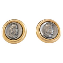 Vintage Pair of Faux Ancient Roman Coin Fashion Earrings - U.S.A. - Circa 1990