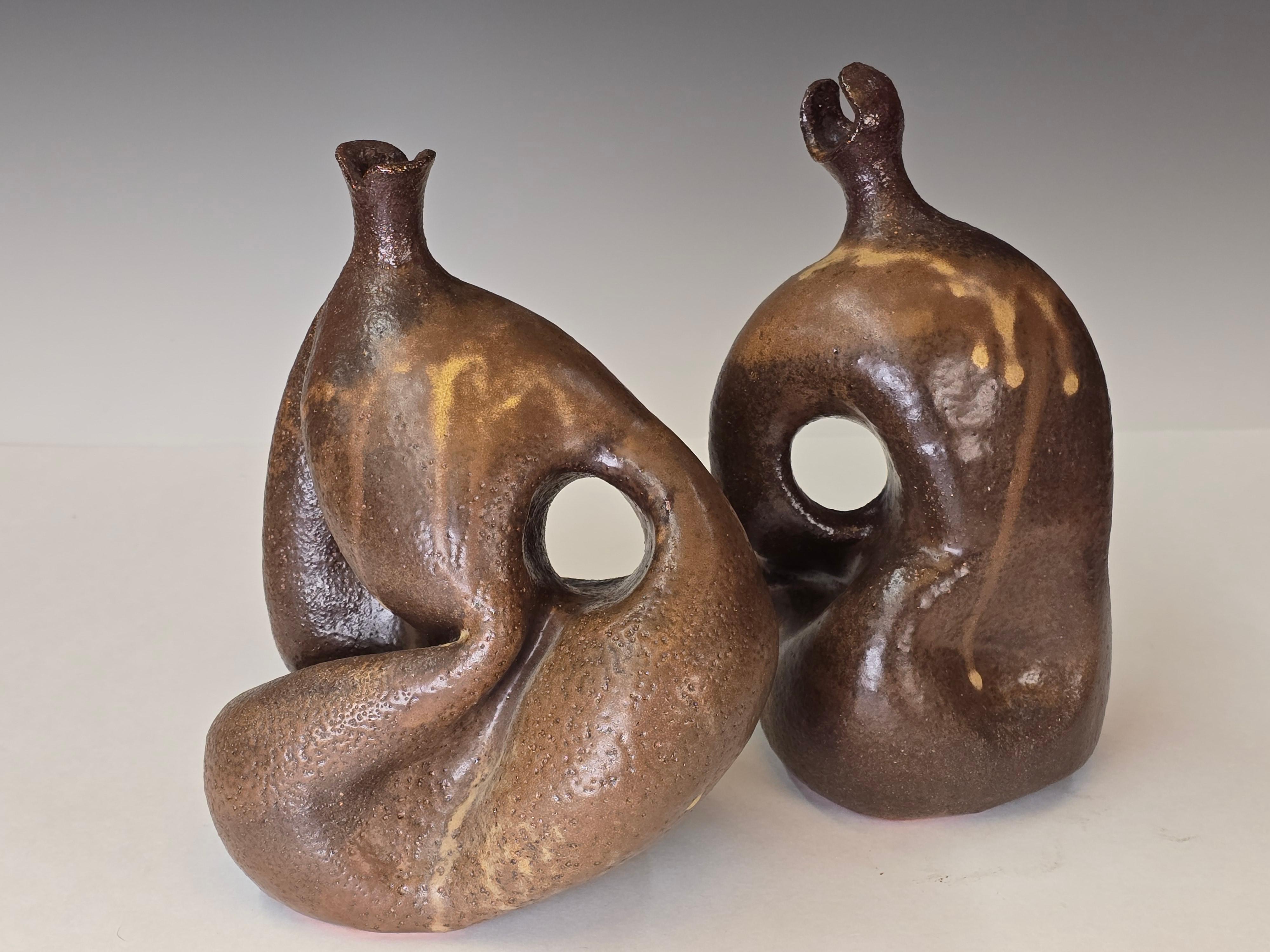 Paire de vases figuratifs abstraits en Studio Pottery en vente 1