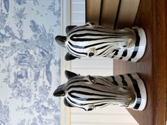Vintage Pair of Fitz and Floyd Hand Painted Ceramic Zebra Bookends