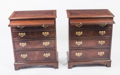 Vintage Pair of Flame Mahogany Bedside Chests Cabinets with Slides 20th C