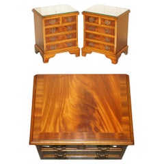 ViNTAGE PAIR OF FLAMED HARDWOOD SIDE TABLE SIZED NIGHTSTANDS CHEST OF DRAWERS