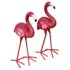 Vintage Pair of Flamingo Garden Sculptures