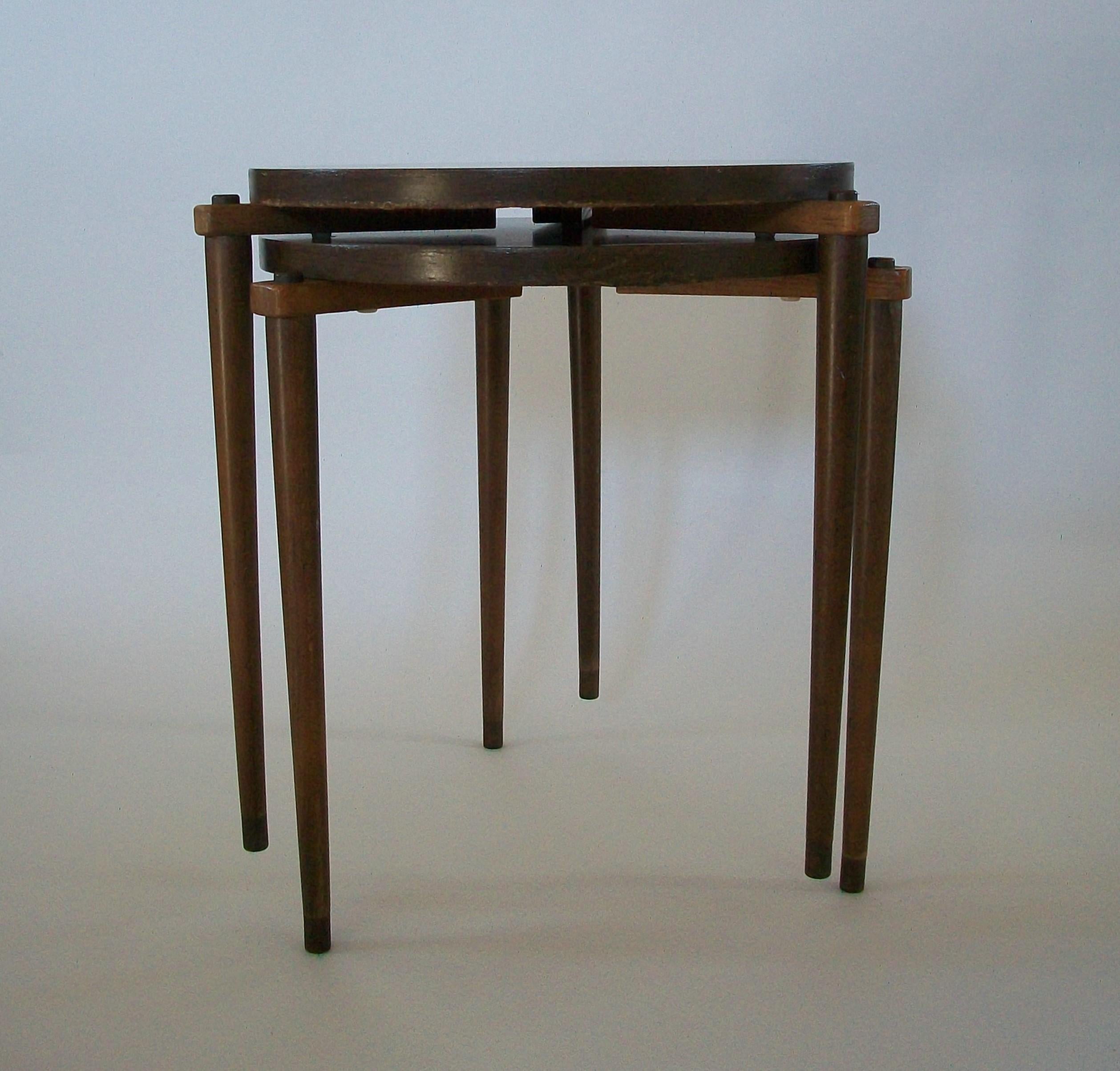 Brass Vintage Pair of Fornasetti Style Stacking Occasional Tables - U.S. - Mid 20th C.