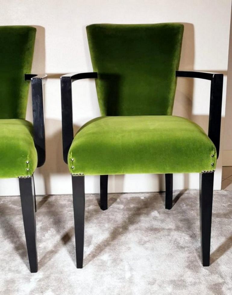 Other Vintage Pair of French Chairs with Arms Upholstered Velvet Rubelli