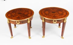 Vintage Pair of French Empire Revival marquetry Side Tables