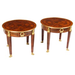 Vintage Pair of French Empire Revival marquetry Side Tables