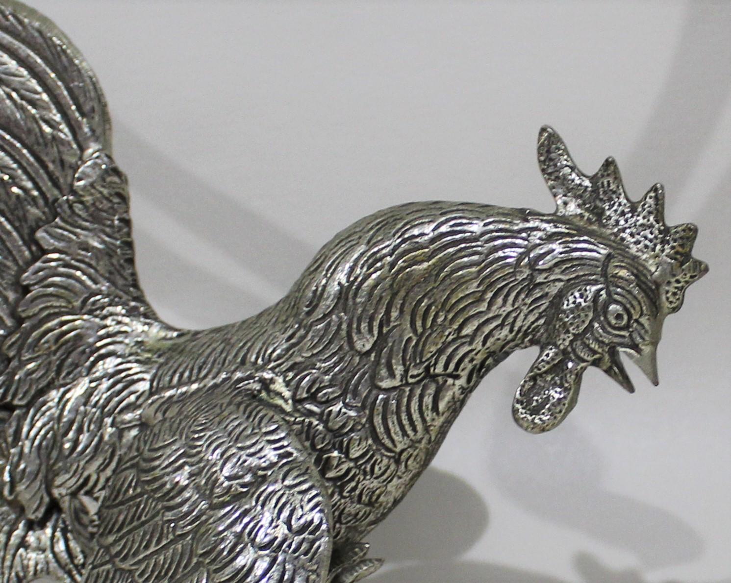 silver fighting roosters