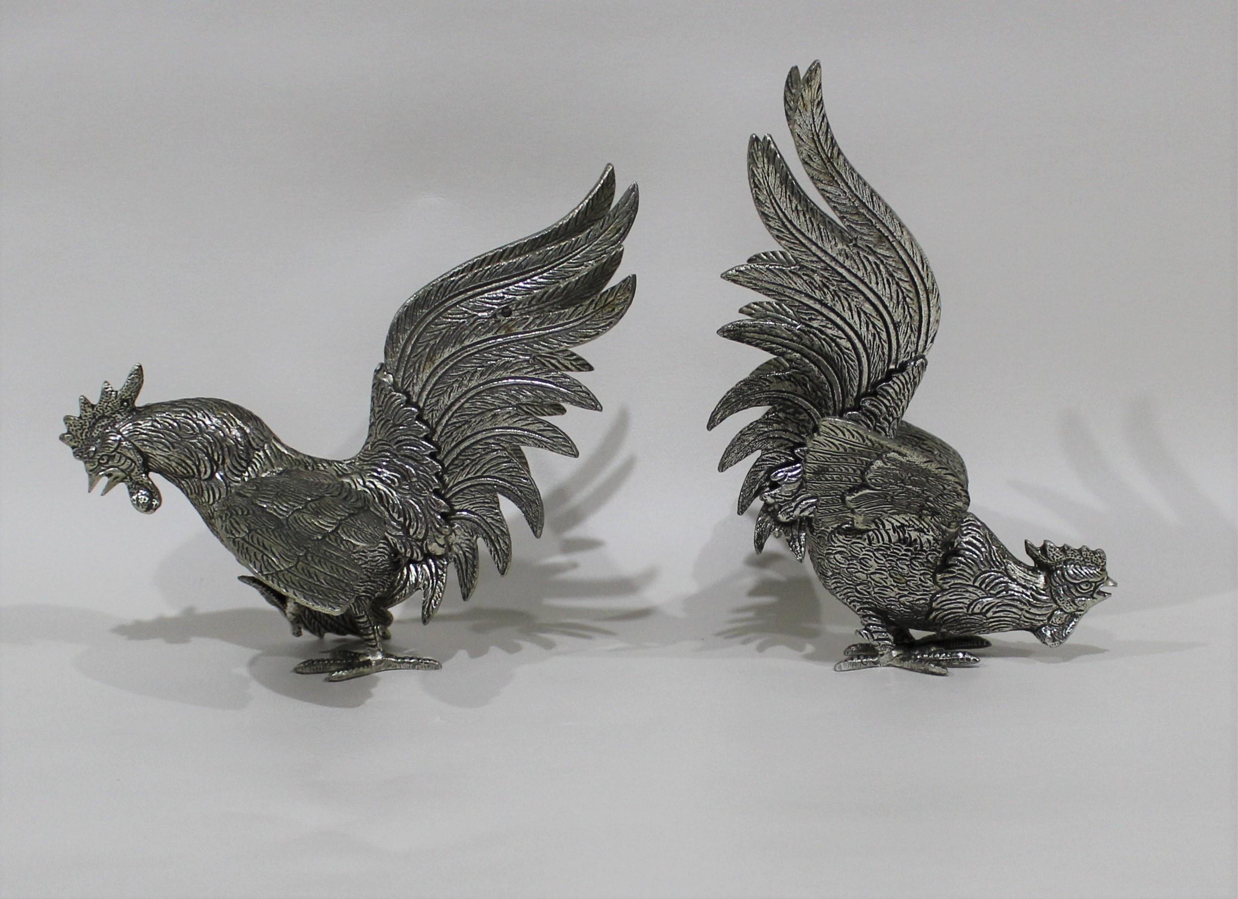 Vintage Pair of French Fighting Cocks or Roosters 1